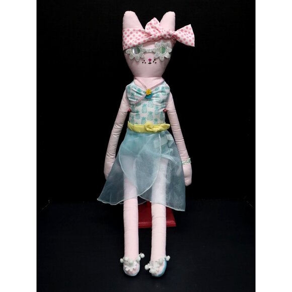 Pottery Barn Kids Swim Cat 28" Designer Doll 2015 Plush Sunglasses Pineapple - Picture 1 of 12